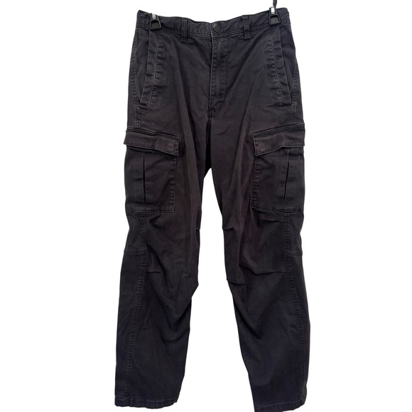 H&M Other - H&M Cargo Pants Men XS Regular Fit Black Cotton Twill Elastic Waist 29x27